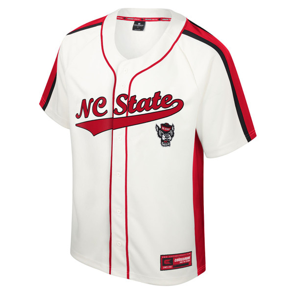 White/Red Baseball Jersey - NC Stat